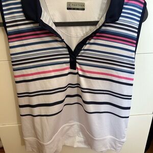 PGA Tour Women's Navy and Pink Striped Blouse Golf Tank Top